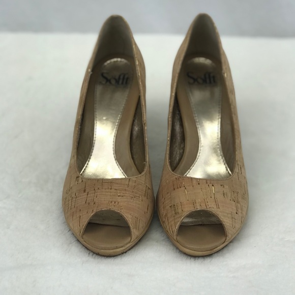 Sofft cork peep toe comfortable heel - Picture 2 of 4